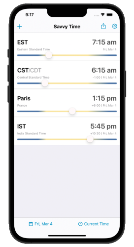 Savvy Time app on iPhone